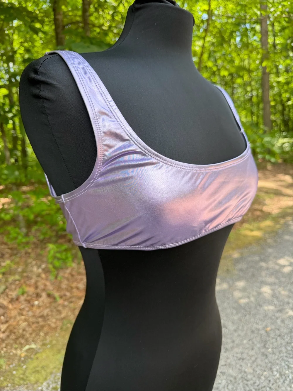 Women’s Shiny Lavender Crop Bikini Top